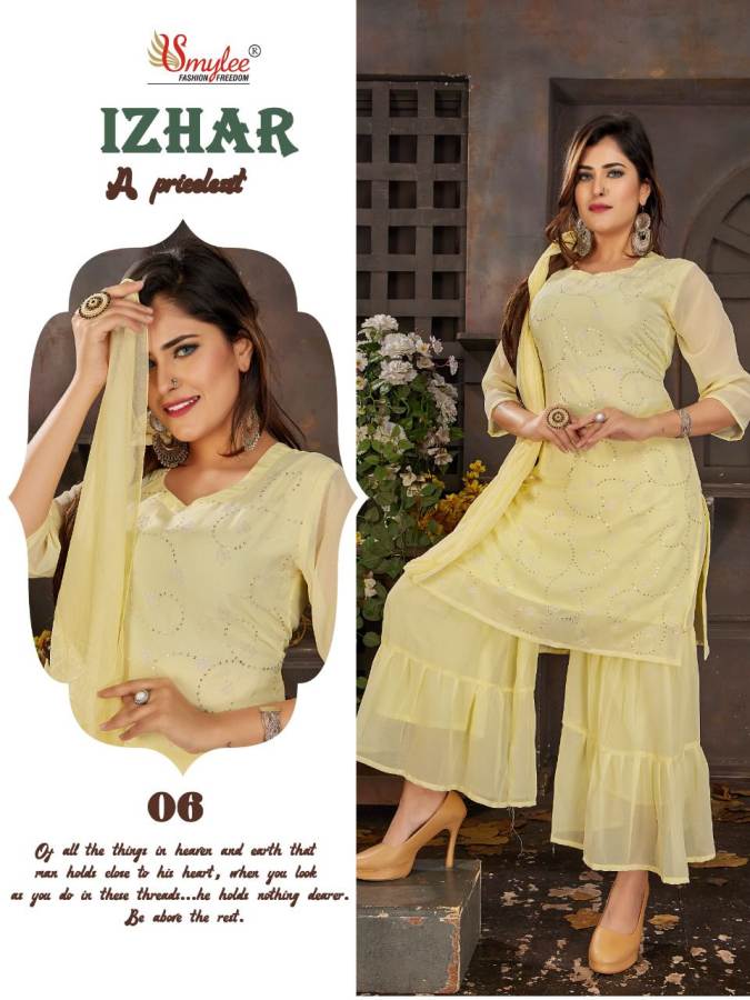 Smylee Izhaar Latest Designer Party Wear Heavy Chiffon Ready Made Collection